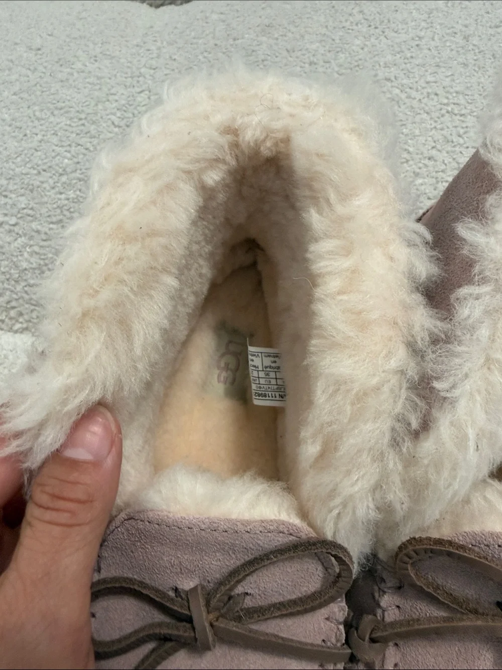 UGG Kids Pink Suede Faux-Fur Moccasin Slippers